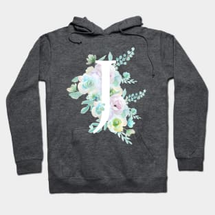 Botanical alphabet J green and purple flowers Hoodie